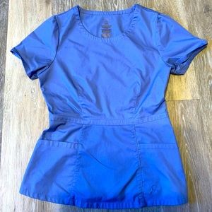 Jaanuu Ceil blue Peplum Scrub Top size XS